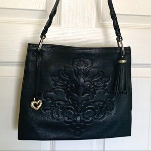 BRIGHTON Black Pebble Leather Handbag